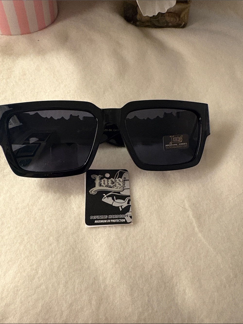 Black Square  Sunglasses - UV Protection dark lens.